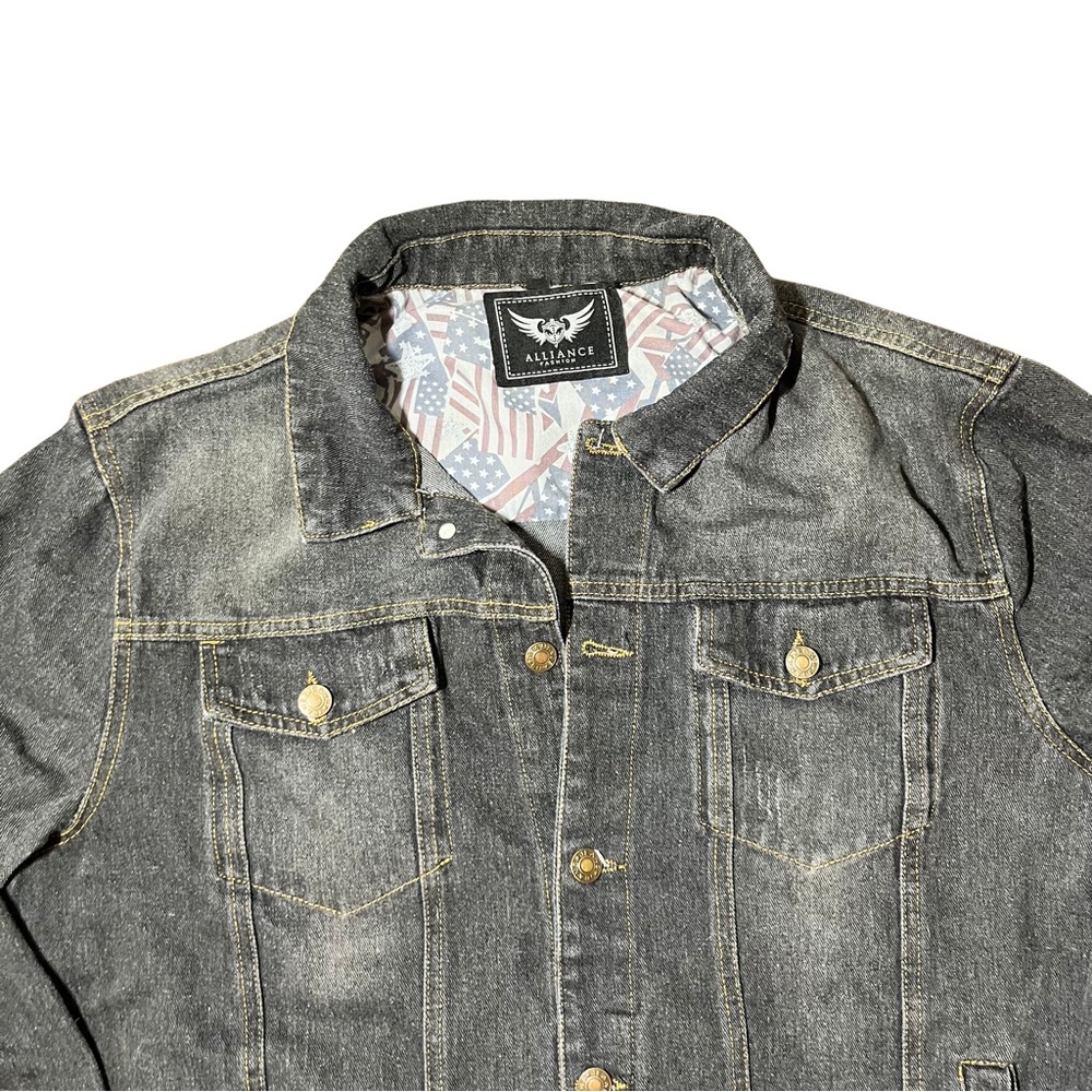Men's Dark Blue Jean Wash Denim Casual Button Down Jacket - Picture 2 of 7